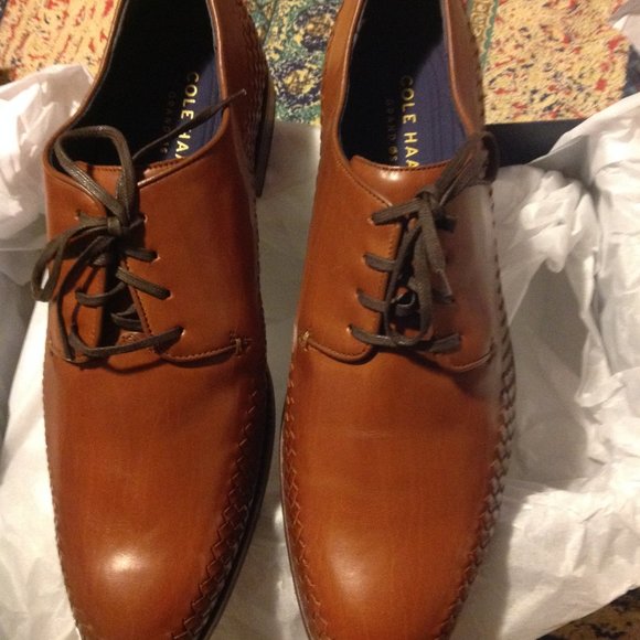 Cole Haan Men's  Washington Grand Woven Tan Leather Shoes 11.5M - New in Box - Picture 1 of 9